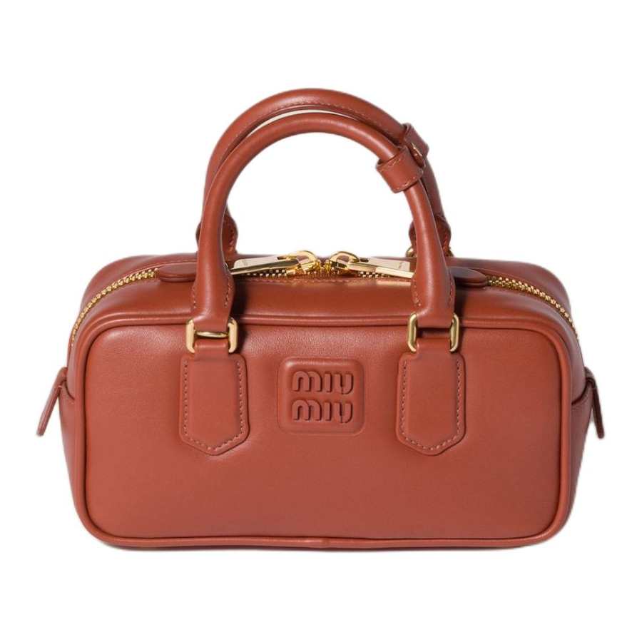 MIU MIU Arcadie Cow Leather One Shoulder Handbag Women's Rusty