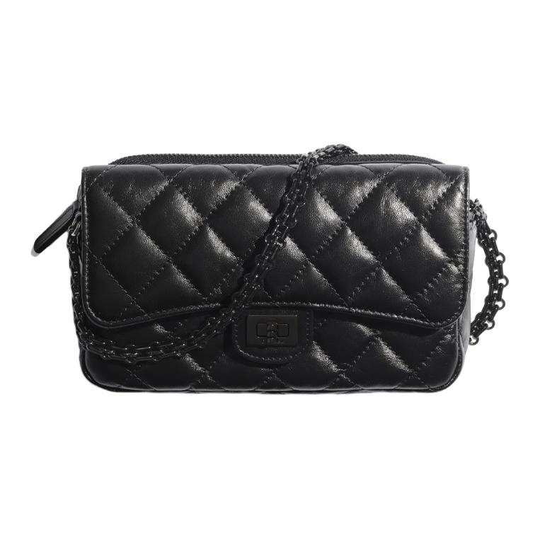 CHANEL 2.55 Calfskin Chain Shoulder Bag, Crossbody Bag Women's Black