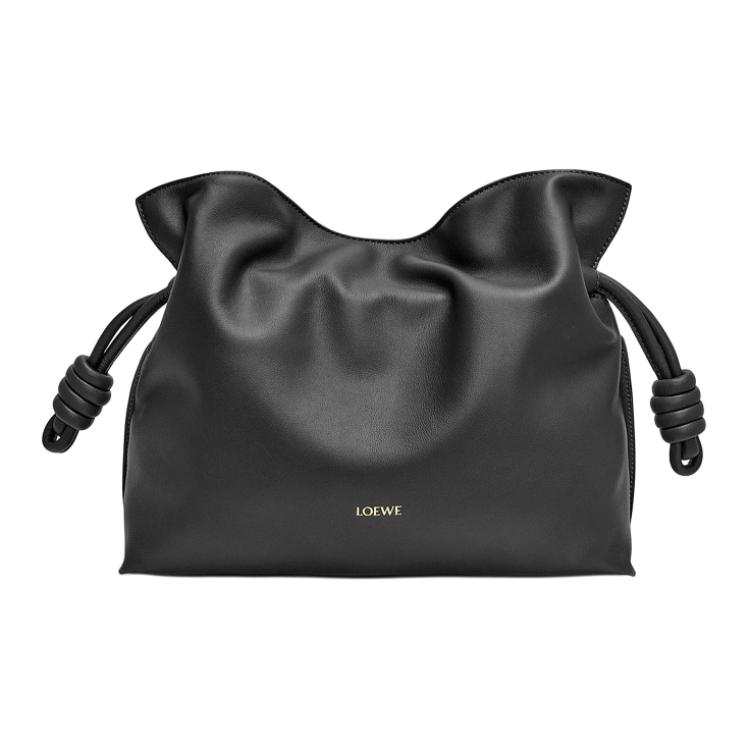LOEWE Flamenco Nappa Cow Leather Clutch Women's Black