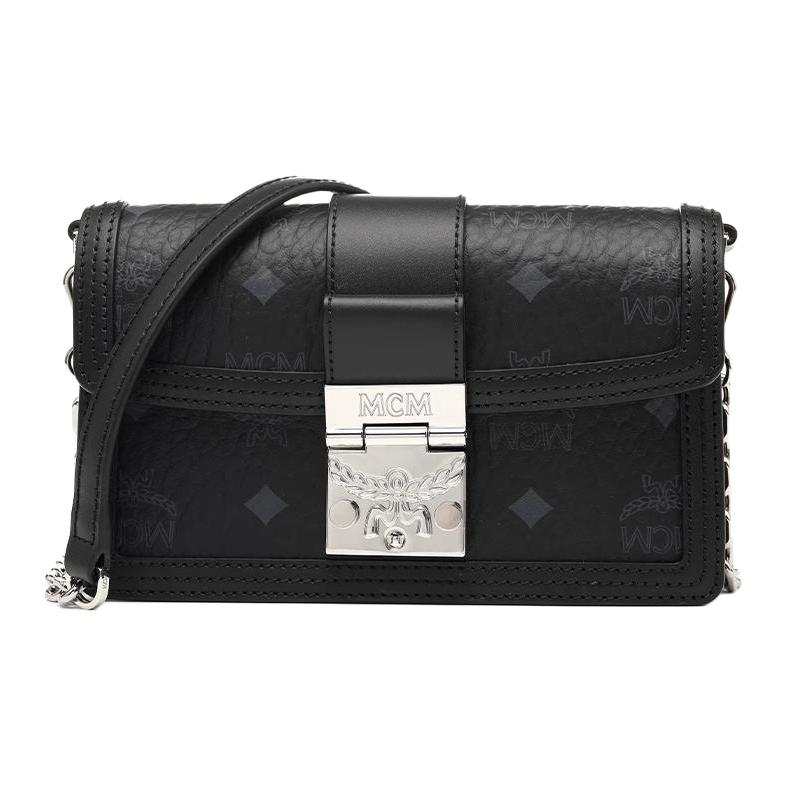 MCM Tracy Coated Canvas Leather Crossbody Bags Mini Women's Black