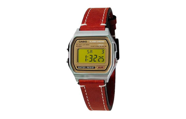 CASIO CASIO Custom Collection Electronic Movement Genuine Leather Strap Watch Men's Watches Gold Dial