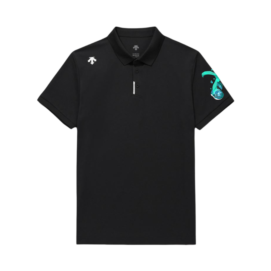 DESCENTE Polo Shirts Unisex Black Polo Collar Moderate Straight Fit