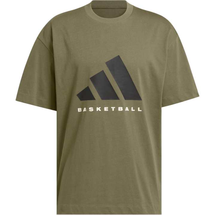 Adidas Adidas BASKETBALL SS25 T Shirt Unisex Strata Olive Green