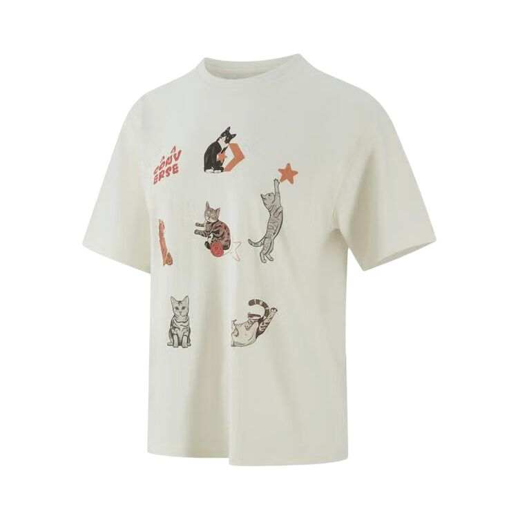 Converse Converse T Shirts Women's Ecru Crew Neck Moderate