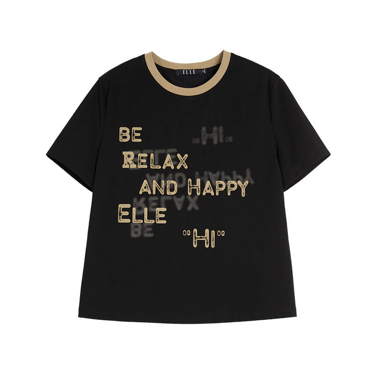 ELLE T Shirts Women's Crew Neck Thin Straight Fit