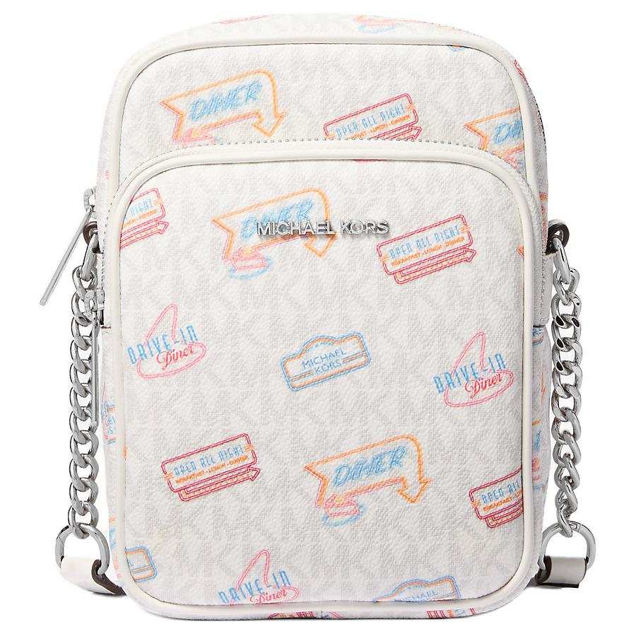 MICHAEL KORS Jet Set Coated Canvas Crossbody Bags Medium Women's White