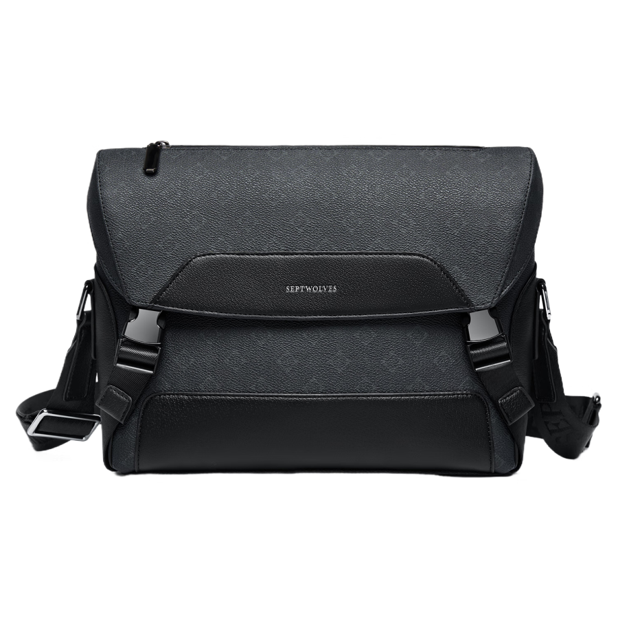 SEPTWOLVES Artificial Leather Crossbody Bags Men's Black