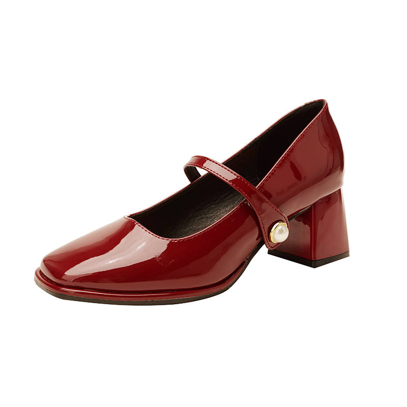 WALIBU French Vintage Chunky Heel Mary Jane Shoes 5CM Women's