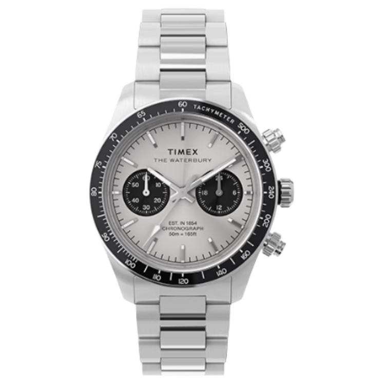 TIMEX Waterbury Wrist Watches Quartz Movement Stainless Steel Strap 39mm Silver Dial Men's Watches 50m Waterproof