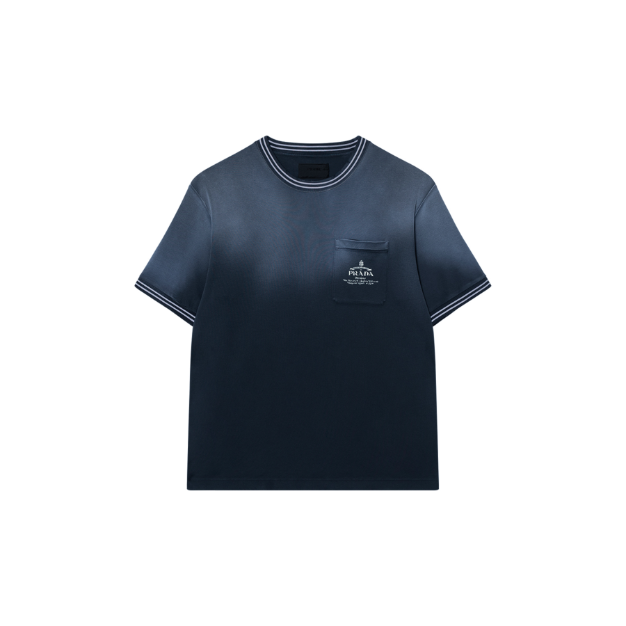 PRADA PRADA T Shirts Men's Blue Crew Neck Moderate Straight Fit