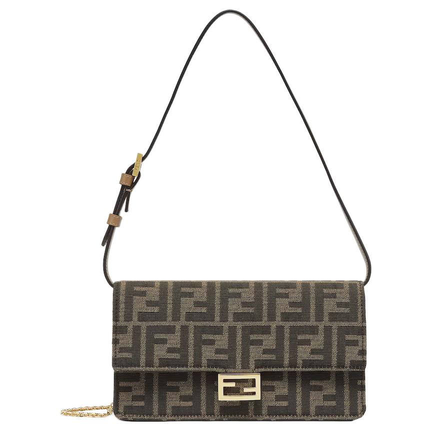 FENDI Baguette Polyester Crossbody Bag, Shoulder Bag Women's Brown