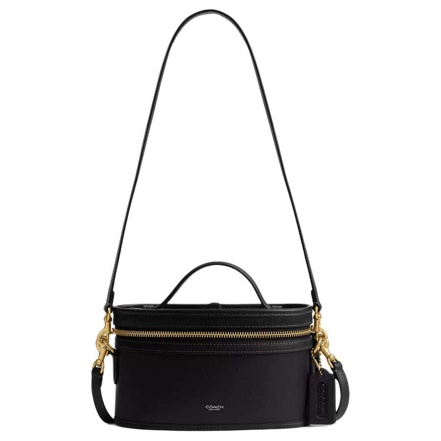 COACH Trail Leather Shoulder Bag, Crossbody Bag, Handbag Small Women's Black