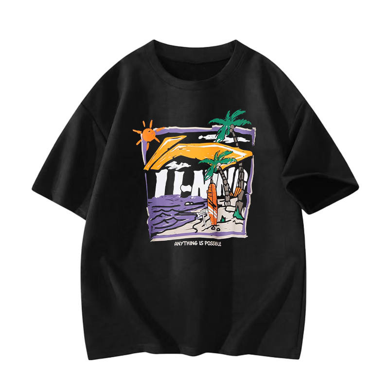 Li-Ning Li Ning T Shirts Unisex Black Crew Neck Moderate Straight Fit