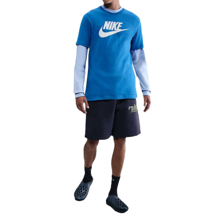 Nike Nike Sportswear T Shirts Men's Blue Crew Neck Moderate Straight Fit