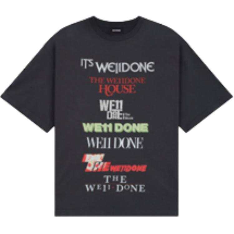 WE11DONE T Shirts Unisex Black Gray Crew Neck Moderate