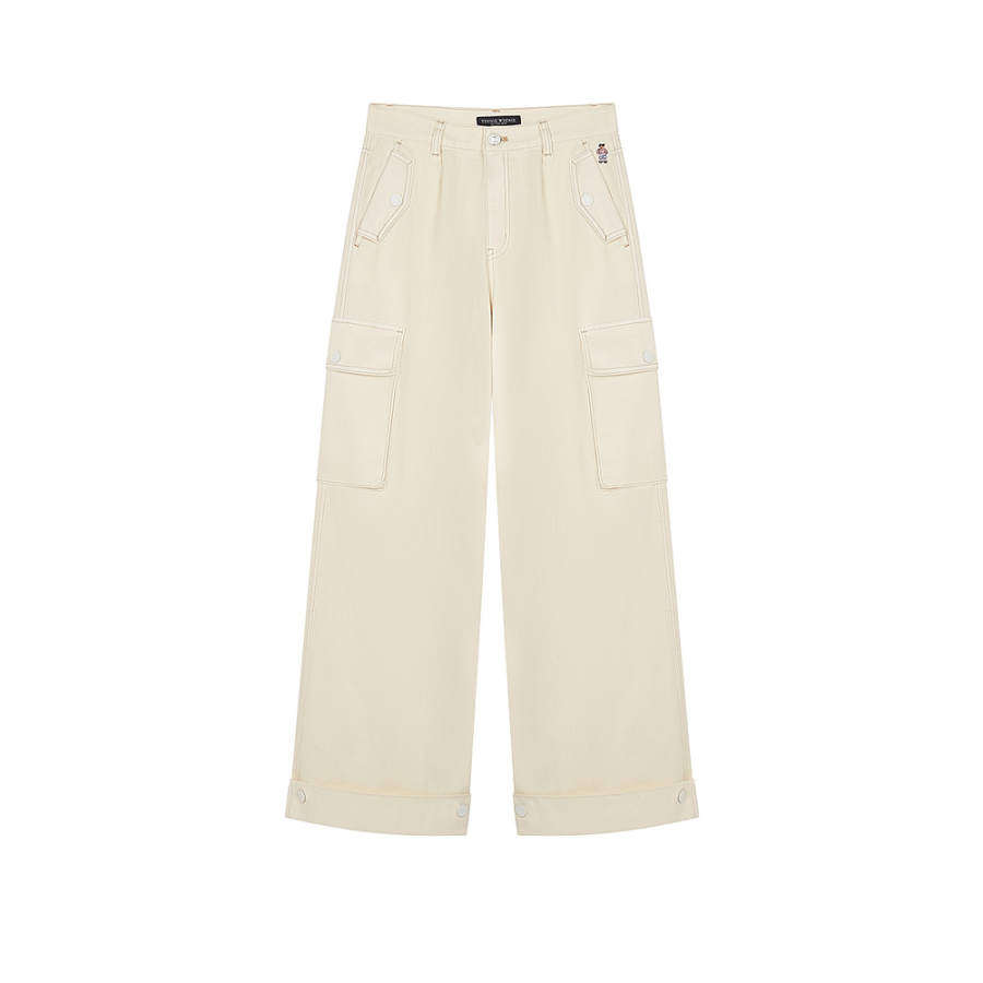 Teenie Weenie Jeans Women's Ivory White Moderate Straight Fit Pants