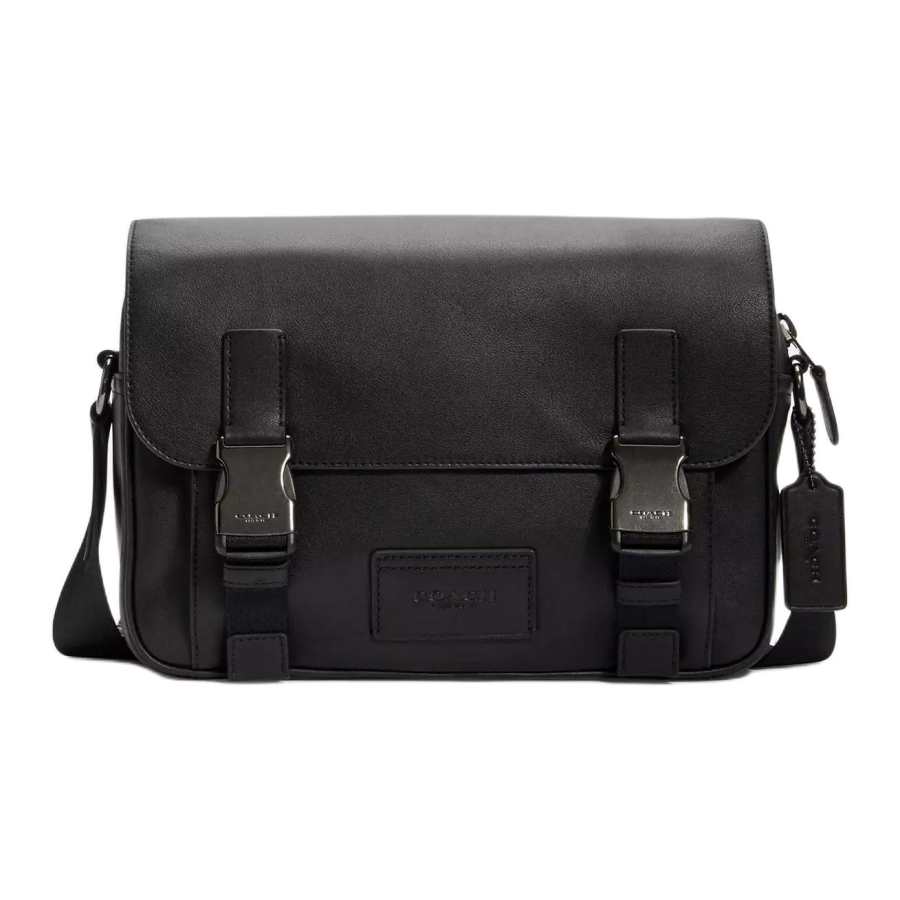 COACH Track Cow Leather Messenger Bag, Shoulder Bag, Crossbody Bag Medium Men's Black
