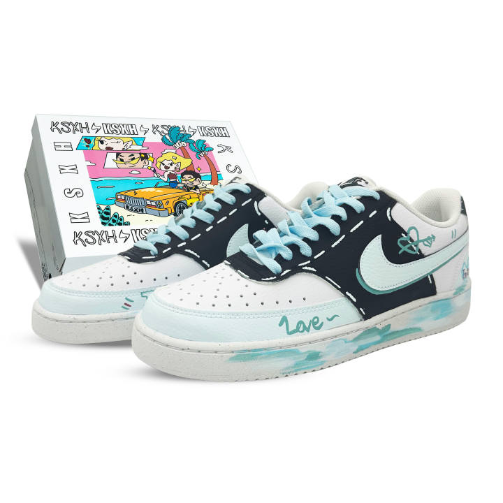 Nike Nike Court Vision 1 Abrasion Resistant Low top Skateboard Shoes Men's Blue Black
