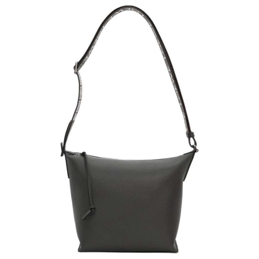 LOEWE Cubi Soft Smooth Cow Leather With Jacquard Fabric Shoulder Bag, Crossbody Bag Small Men's Dark Gray