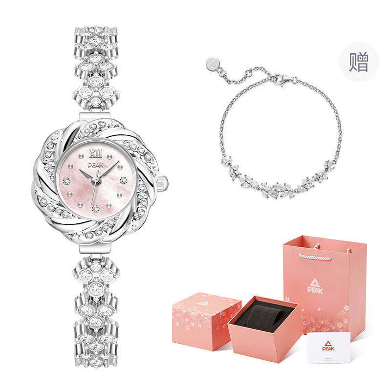 PEAK Quartz Movement Stainless Steel Watchband Watch Women's Watch Mother of Pearl Color Watch Dial
