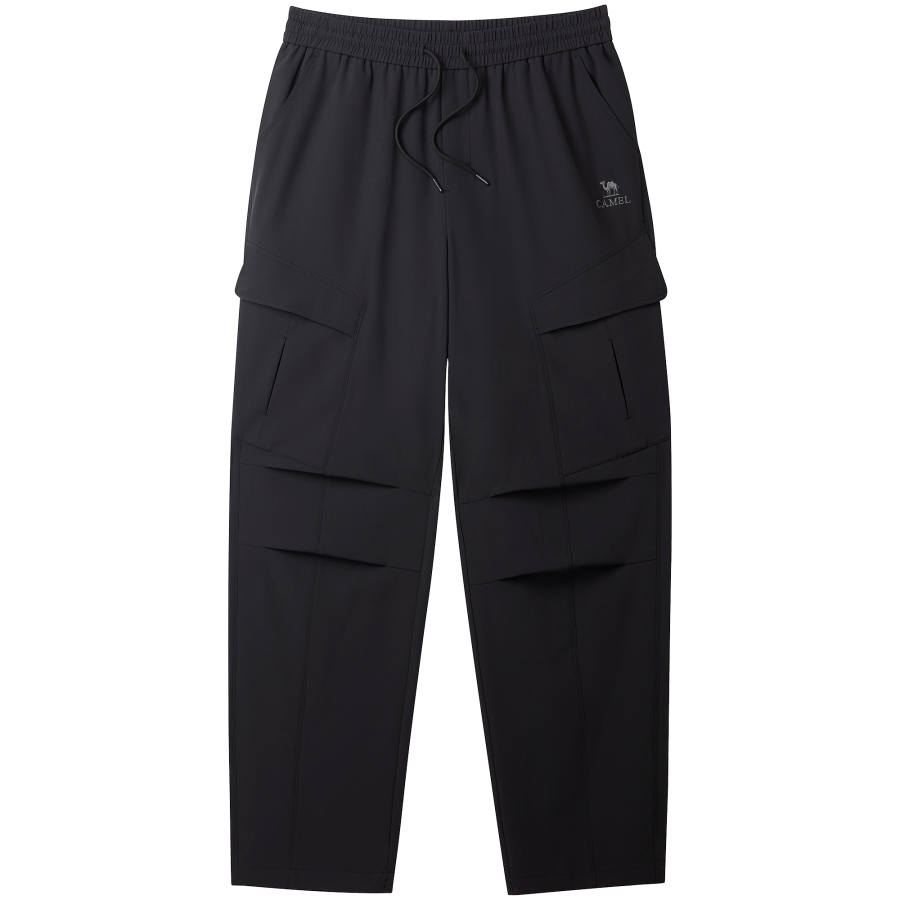 CAMEL Mountain Style Loose Fit Parachute Pants Water Repellent Outdoor Straight Fit Elastic Cuff Reversible Cargo Pants