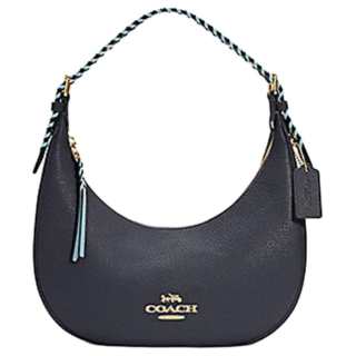 COACH Bailey Refined Pebble Texture Smooth Leather Shoulder Bag, Handbag, Shoulder Bag Large Women's Blue Black