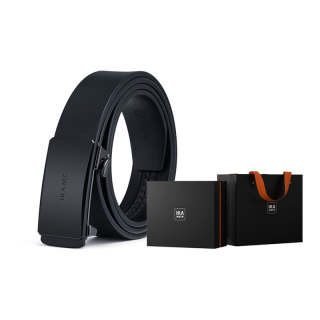 HLA Zinc Alloy Split Cow Leather Belts Men's Black Width 3.4cm