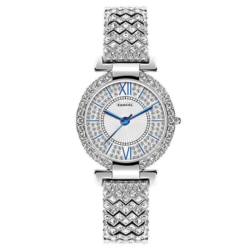 KANGOL Sparkling Rhinestone Collection Quartz Movement Metal Strap Watch Women's Watch Silver Dial