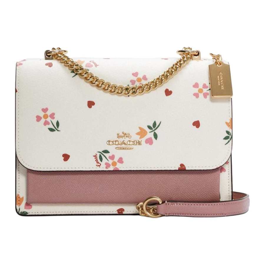 COACH Klare Coated Canvas With Leather Trunk Bag, Shoulder Bag, Crossbody Bag Small Women's Pink White Multicolor