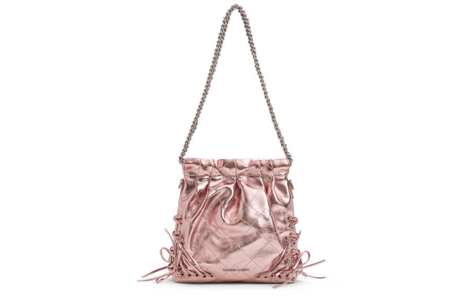 CHARLES&KEITH Pu Hobo Bag Shoulder Bag Small Women's Noir Black/Aura Pink Aurora Pink