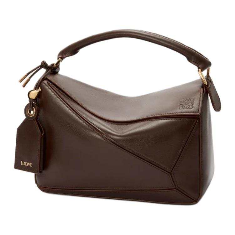 LOEWE Lambskin Handbag Small Women's Black Brownie