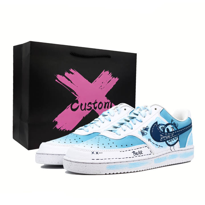 Nike Nike Court Vision 1 Abrasion Resistant Low top Skateboard Shoes Men's White Blue