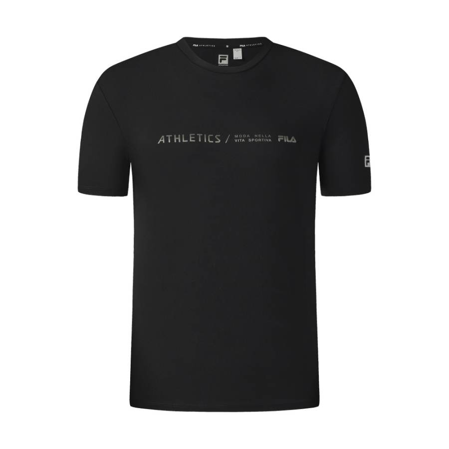 FILA Fitness T Shirts Men's Pitch Black Crew Neck Moderate Straight Fit
