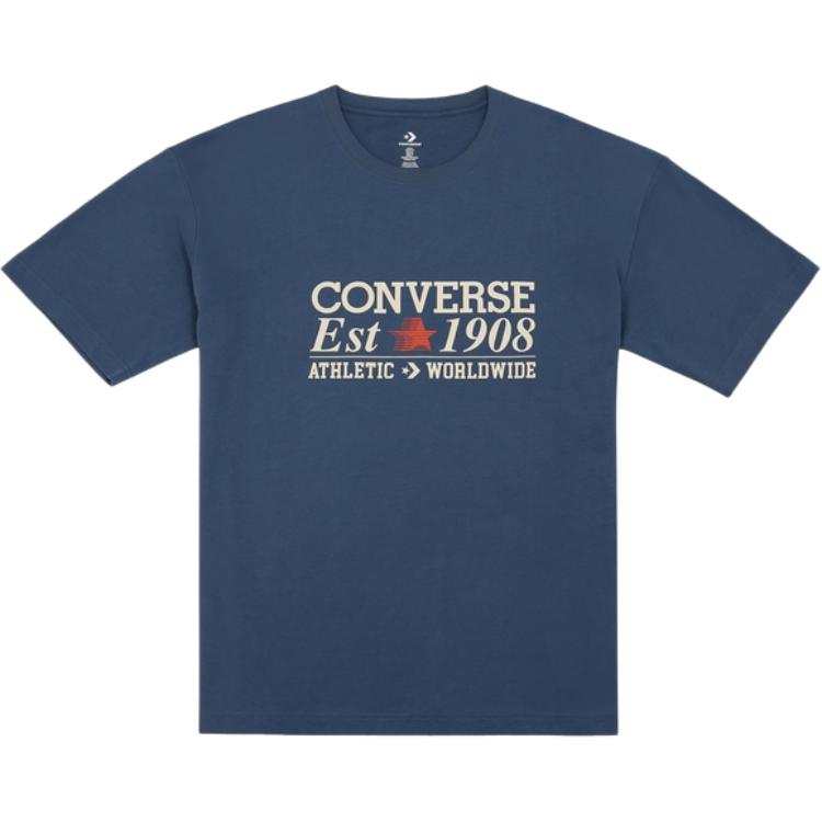 Converse T Shirts Men's Dark Blue Crew Neck Moderate Straight Fit