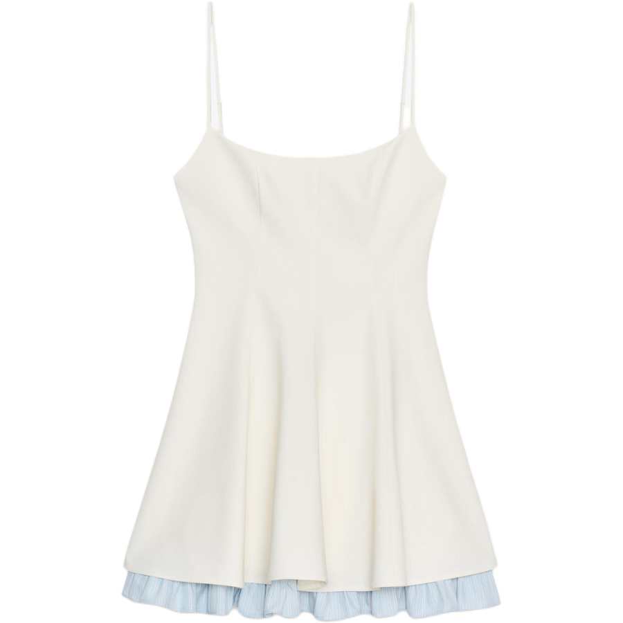 ZARA Slip Dresses Women's White Crew Neck Moderate Short