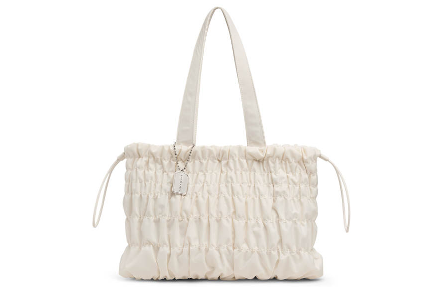 CHARLES&KEITH Pu Soft Cloud Bag Shoulder Bag Large Women's Cream Milk White/Noir Black