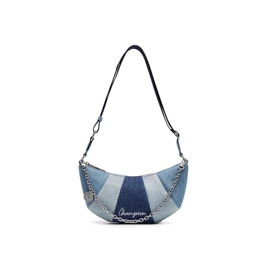 Champion Croissant Bag Fabric Shoulder Bag Unisex Light Denim & Medium Blue Denim & Black