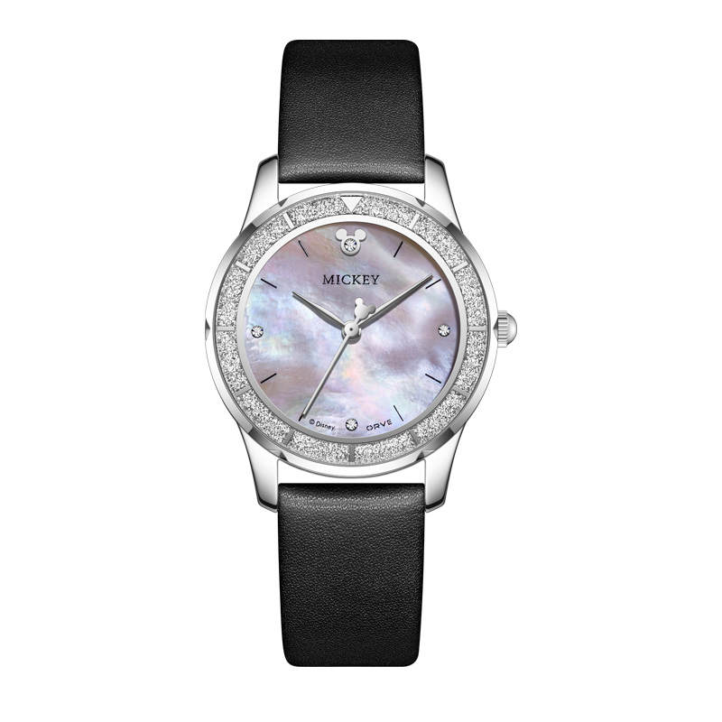 Disney Mickey Mouse Sparkling Adventure Collection Quartz Movement Leather Strap Watch Women's Watch