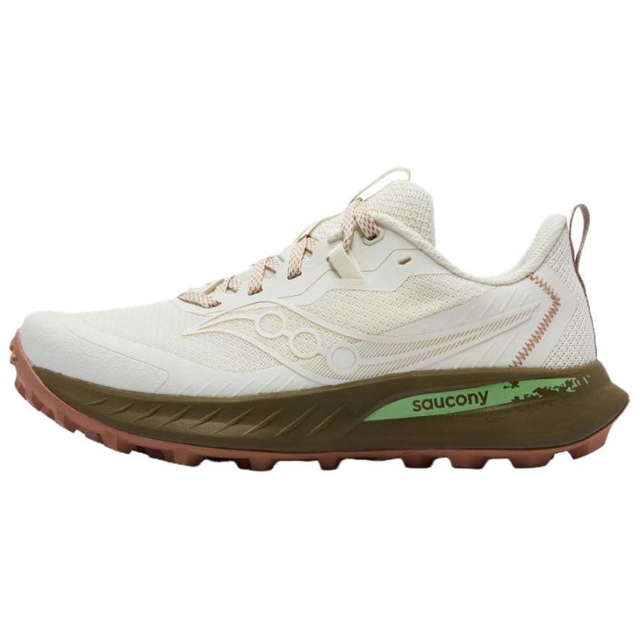 Saucony Peregrine Falcon 15 Cushioning Slip Resistant Low top Running Shoes Women's Beige Green