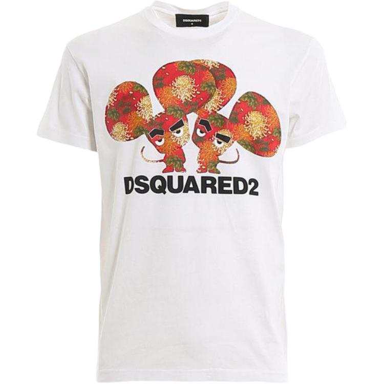 DSQUARED 2 DSQUARED 2 T Shirts Men's White Crew Neck Moderate Straight Fit