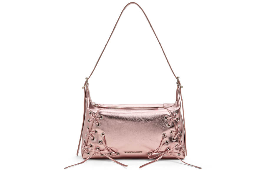 CHARLES&KEITH Pu Shoulder Bag Medium Women's Noir Black/Aura Pink Aurora Pink