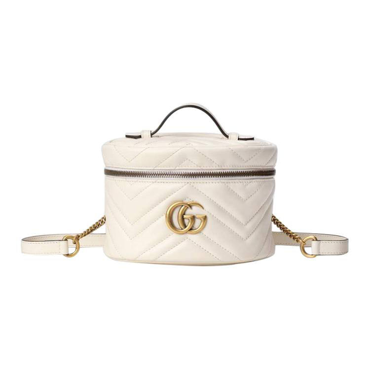 GUCCI GG Marmont Quilted Leather Handbag Backpack Women's White