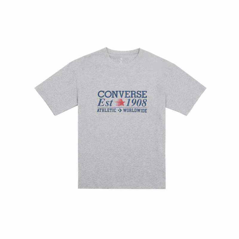 Converse Converse T Shirts Men's Gray Crew Neck Moderate