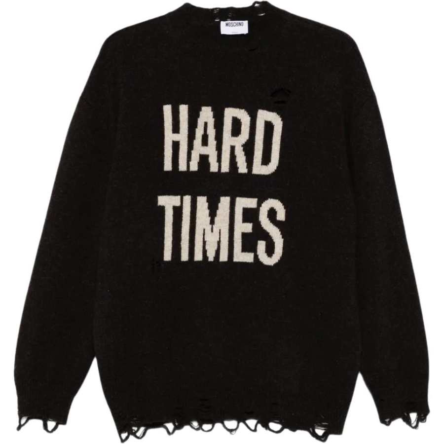 Moschino Hard Time Intarsia Distressed Jumper