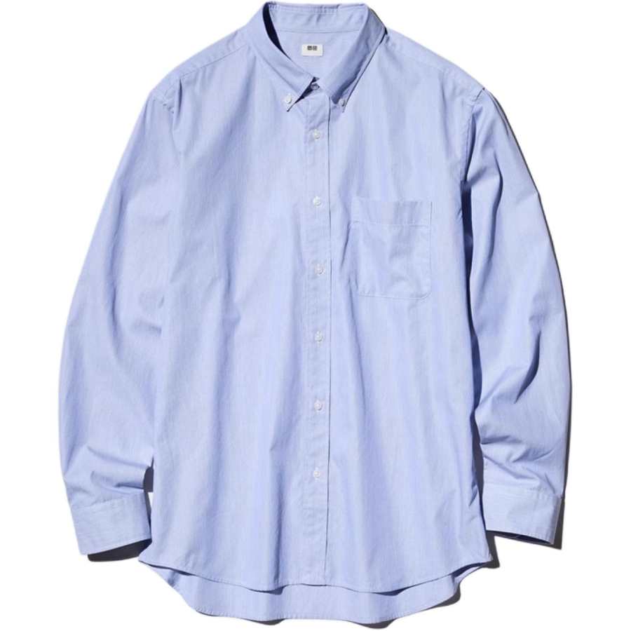 UNIQLO Shirts Unisex Royal Blue Lapel Moderate