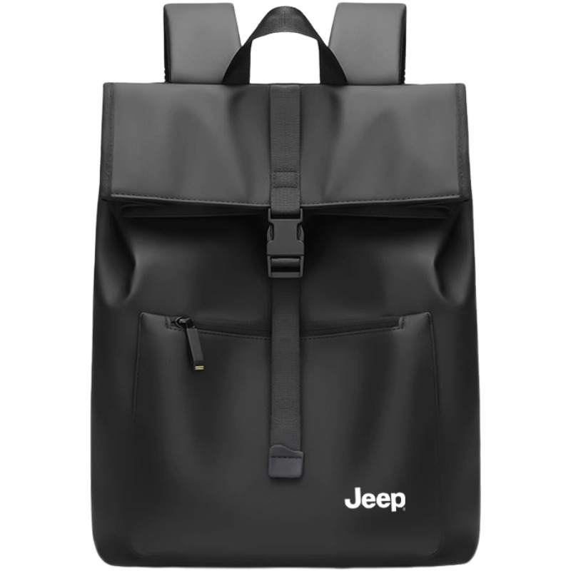 Jeep Oxford With Leather Coated Film Bag Men's Black