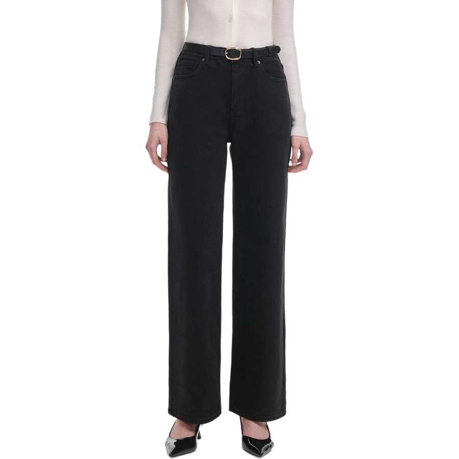 Self-portrait Self Portrait Jeans Women's Classic Black Moderate Wide Leg Pants