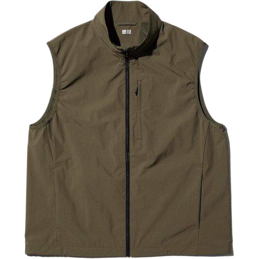 UNIQLO Vests Men's Olive Stand Collar Other