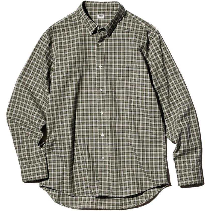 UNIQLO Shirts Unisex Olive Lapel Moderate
