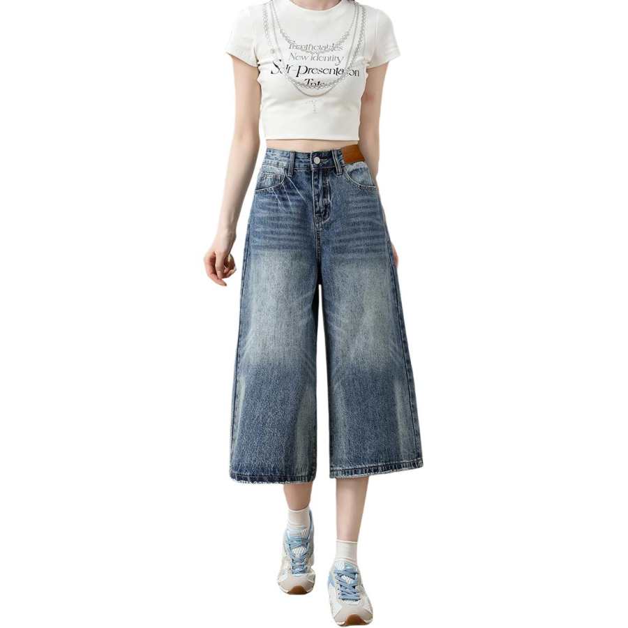BALENO Jeans Women's Vintage Blue Moderate Wide Leg Pants